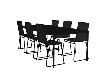 现代餐桌<em>椅</em>su模型，餐厅桌子草图大师模型下载