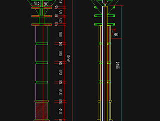 灯柱CAD施工图，灯柱CAD工程图纸下载