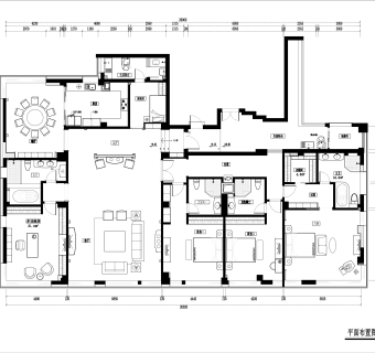 祥细家装衣帽间，客厅卧室户型图三居CAD，免费下载