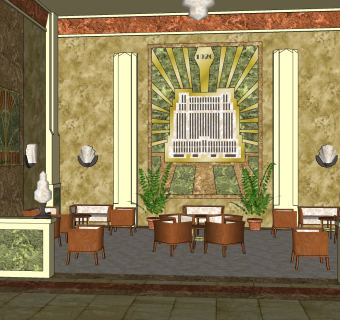 欧式售楼处洽谈区草图大师模型，售楼部建筑sketchup模型免费下载