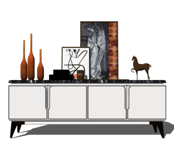 现代轻奢电视柜草图大师模型，电视柜su模型下载