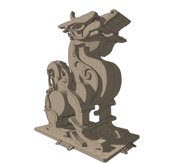 中式石龙雕塑su模型,摆件草图大师模型下载