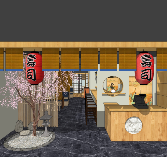 寿司店sketchup模型下载