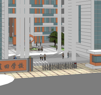 现代学校规划免费su模型，学校sketchup模型下载