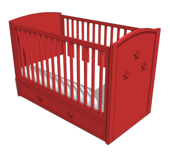 中式婴儿床草图大师模型，婴儿床skb文件