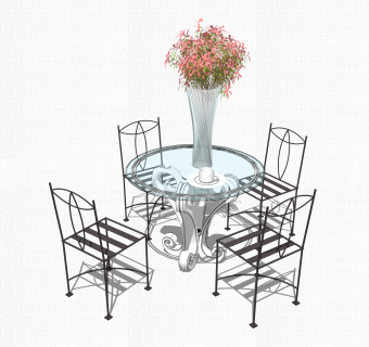 法式餐桌椅草图大师模型，餐桌椅skb文件下载