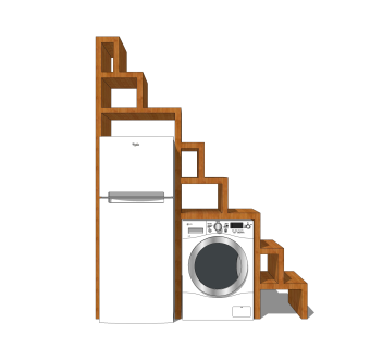 现代洗衣机冰箱免费su模型，洗衣机冰箱草图大师模型下载