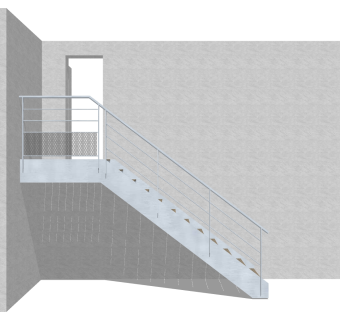 现代钢结构单跑楼梯草图大师模型，钢结构单跑楼梯sketchup模型免费下载