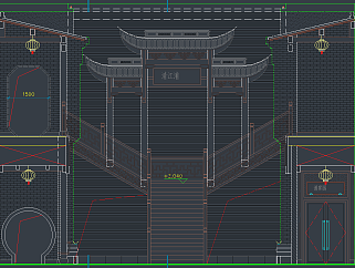 中式模型门楼CAD节点详图，门楼CAD节点施工图纸下载