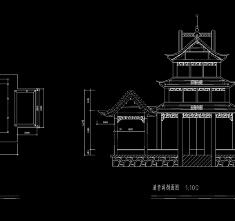 古建清音阁CAD施工图，寺庙CAD建筑图纸下载