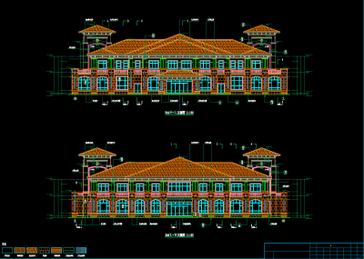 西班牙风格会所建筑施工图，会所建筑CAD施工图纸下载