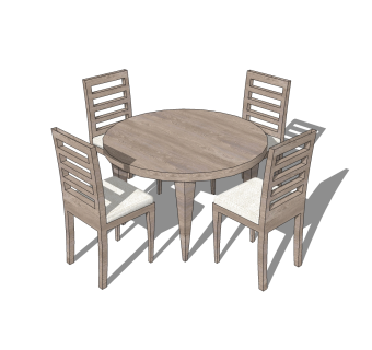 现代实木餐桌椅免费su模型，实木餐桌椅sketchup模型下载