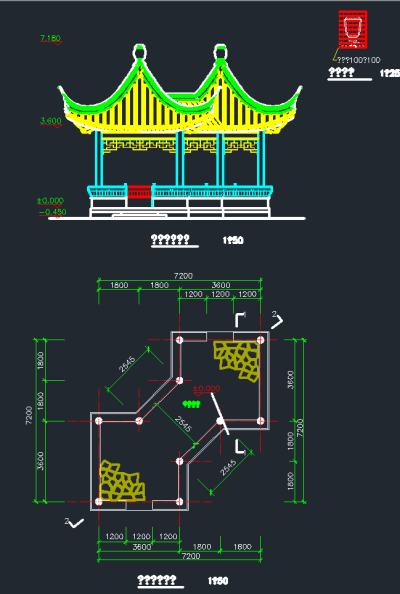 园林古建亭子CAD图纸，亭子CAD建筑图纸下载