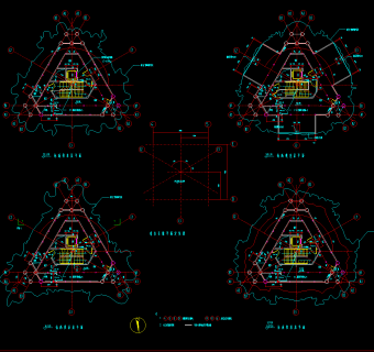 圆通宝殿CAD施工图，寺庙CAD建筑图纸下载