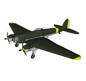 德国亨克尔He-111中型轰炸机su模型，轰炸机草图大师模型下载