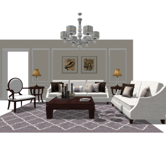欧式沙发组合su模型，欧式沙发组合sketchup模型下载