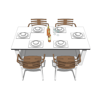 现代简约餐桌椅草图大师模型，餐桌椅skb文件