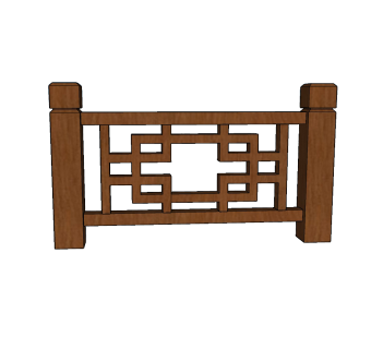 木质栏杆sketchup模型下载