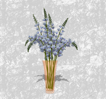 飞燕草插花草图大师模型，花瓶花艺sketchup模型下载