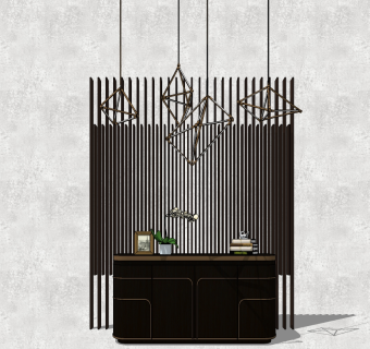 现代轻奢边柜草图大师模型，边柜sketchup模型下载