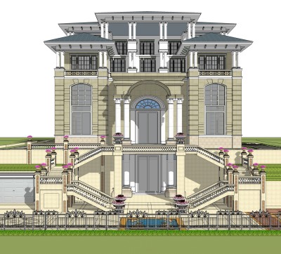 欧式别墅草图大师模型下载，sketchup别墅su模型分享