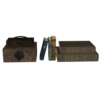 古典书籍收纳箱摆件草图大师模型,现代装饰品su模型下载