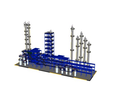 现代3D化工厂草图大师模型下载，工厂su模型