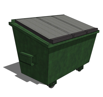 现代简约环保垃圾箱草图大师模型，垃圾桶SU模型下载