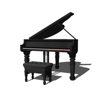 欧式钢琴草图大师型，钢琴sketchup模型下载