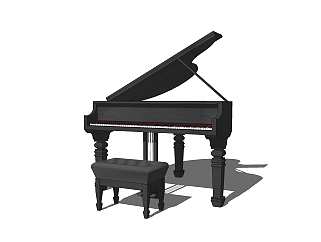 欧式钢琴草图大师型，钢琴sketchup模型下载