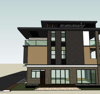 现代联排别墅skb文件，别墅su模型下载
