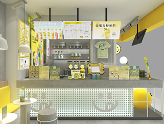 柠乐奶茶店施工图效果图CAD图纸，奶茶店cad设计图纸下载