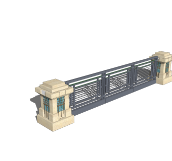 现代栏杆SU模型，栏杆SKB文件下载