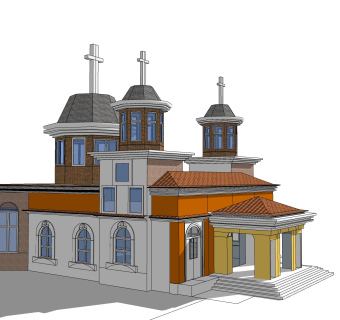 简易欧式别墅外观草图大师模型，SU模型免费下载