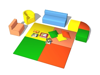 现代<em>幼儿园</em>桌椅草图大师模型，儿童桌椅su模型下载
