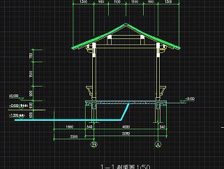 中式亭子CAD施工图，亭子CAD建筑图纸下载