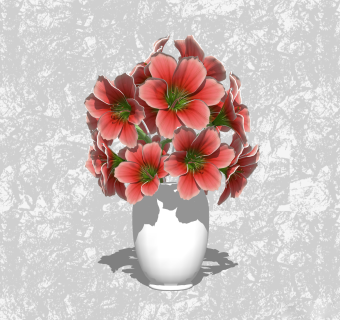 朱顶红插花艺草图大师模型，花瓶插花艺术装饰sketchup模型下载