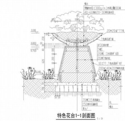 园林景观<a href=https://www.yitu.cn/sketchup/huayi/index.html target=_blank class=infotextkey>花</a>钵施工详图