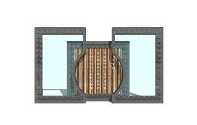 新中式景观墙草图大师模型，景观墙sketchup模型免费下载