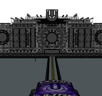 现代伸展式舞台草图大师模型，舞台skb模型分享