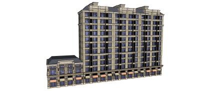 欧式高层公寓su模型下载，公寓草图大师模型