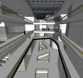 现代商场草图大师模型，商场sketchup模型