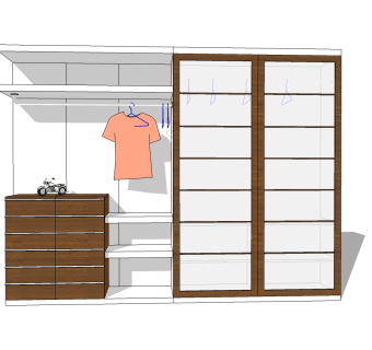现代衣柜内挂件草图模型，衣服sketchup模型库
