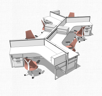 办公用品办工桌su模型，办工桌sketchup模型，办工桌草图大师素材下载