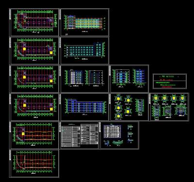 多层厂区办公楼建筑施工图，办公楼CAD建筑图纸下载