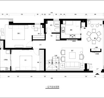 祥细客厅卧室家装户型图三居CAD，免费下载