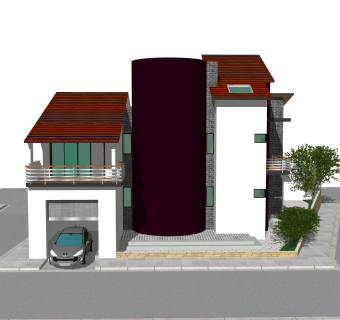 美式别墅草图大师模型，别墅SKB文件下载