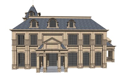 欧式别墅外观草图大师模型，别墅外观sketchup模型免费下载