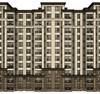 欧式高层公寓楼草图大师模型，公寓楼su模型下载