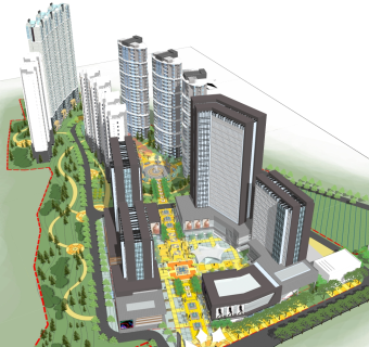 现代高层办公楼草图大师模型，高层办公楼sketchup模型免费下载